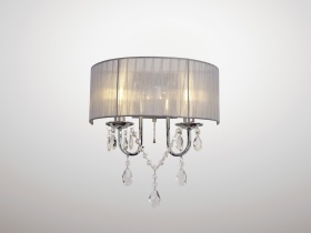Olivia Polished Chrome-Grey Crystal Wall Lights Diyas Shaded Wall Lights Olivia Polished Chrome-Grey Crystal Wall Lights Diyas Shaded Wall Lights